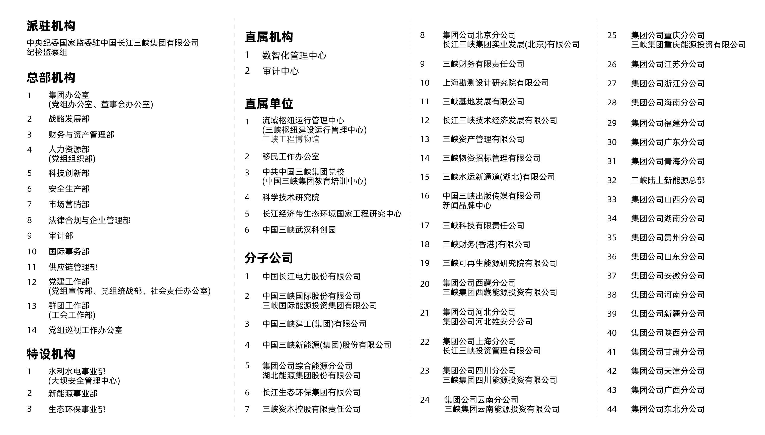 三峡集团组织机构
